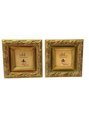 CBK Ltd Frame Traditions Ornate Vine Design Antique Gold Frames 4x4 Set Of 2